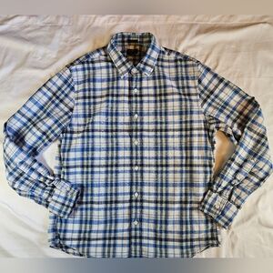 J Crew Mens Slim Blue Plaid Long Sleeve Button Up Collared Shirt Size Large